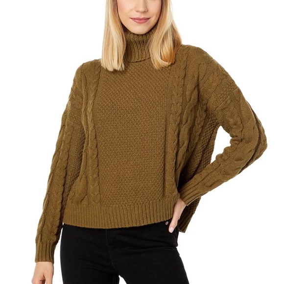 Madewell Cable Turtleneck Sweater In Golden Spinach L - Picture 1 of 9